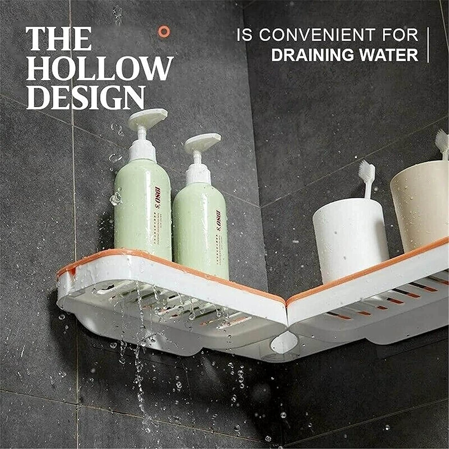 Youehsent Bathroom Corner Punch-Free Rack,180 Degree Rotation Shampoo Storage Rack Corner Shower Shelves with Suction Cup,Strong Load-Bearing,Drain Hole Design(Gray)