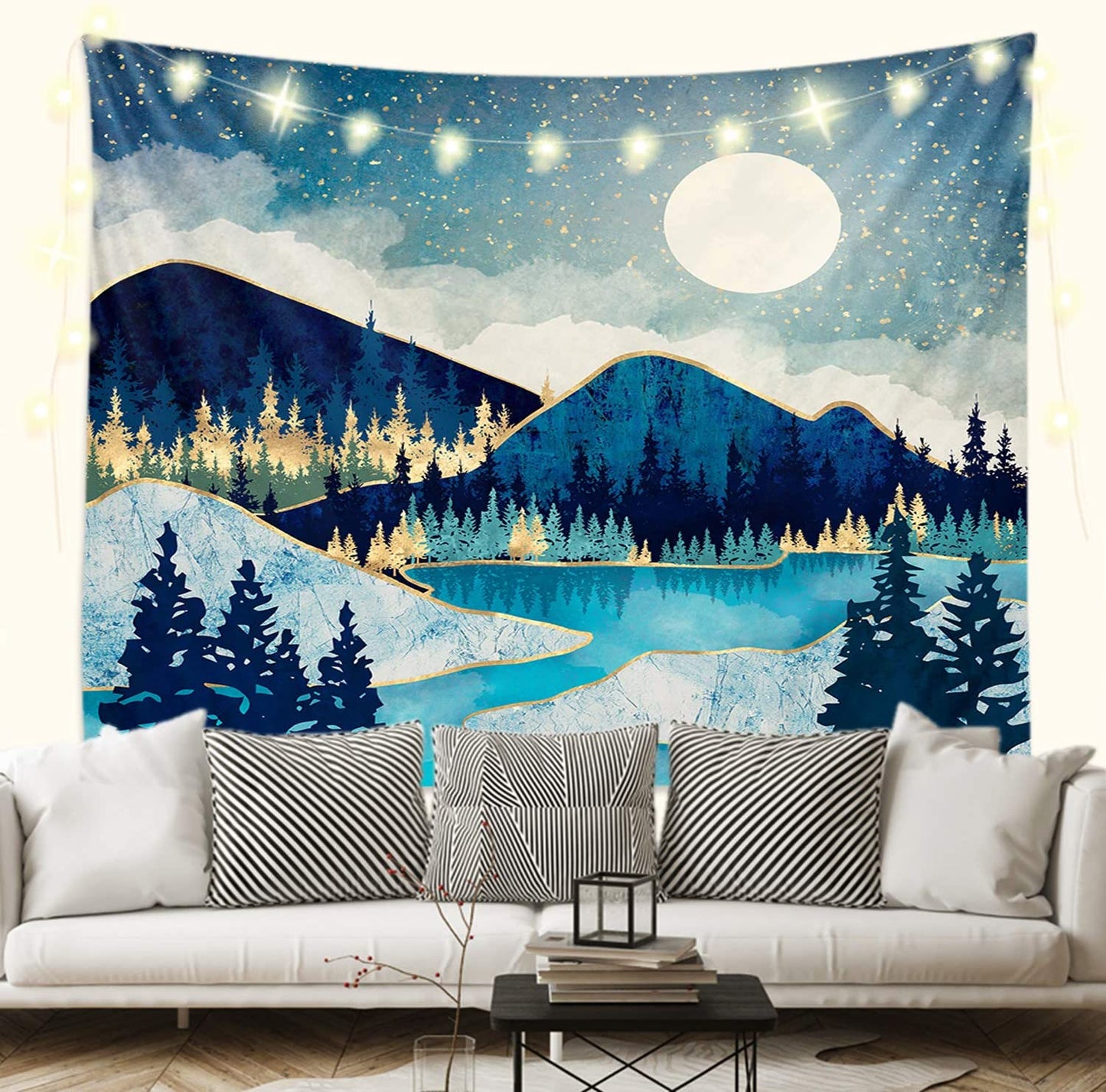 fangzhuo Mountain Tapestry Wall Hanging Pink Sunset Nature Landscape Tapestry Wall Decor for Livingroom Bedroom Dorm Home W59 x L51