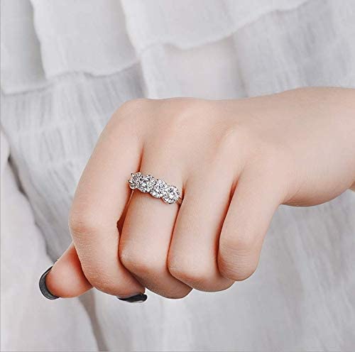 Wenbin Fashion Ring Women 925 Silver Princess Cut White Topaz CZ Engagement Ring Engagement Wedding Band Ring for Women Size 6-11