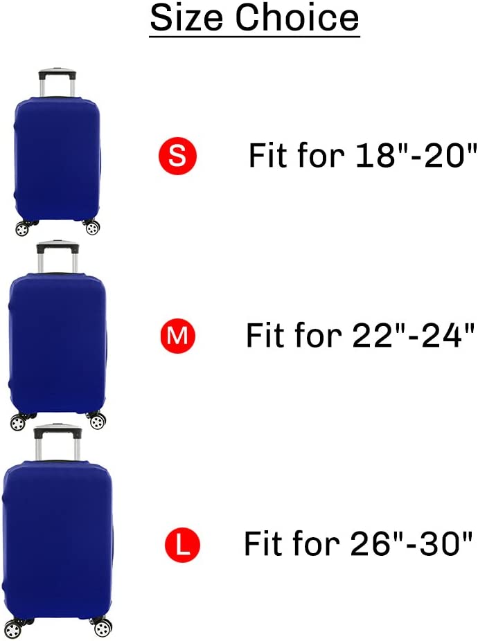 Wrightus Travel Luggage Cover Protector, Elastic Suitcase Dust-Proof Scratch-Resistant Fit for 22-24inch Suitcase (S 18''-20'', Blue)