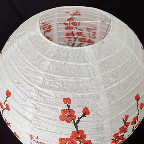 Vkdhegg 12-Inch Cherry Blossom Japanese/Chinese Paper Lanterns (Set of 5, Red Sakura)