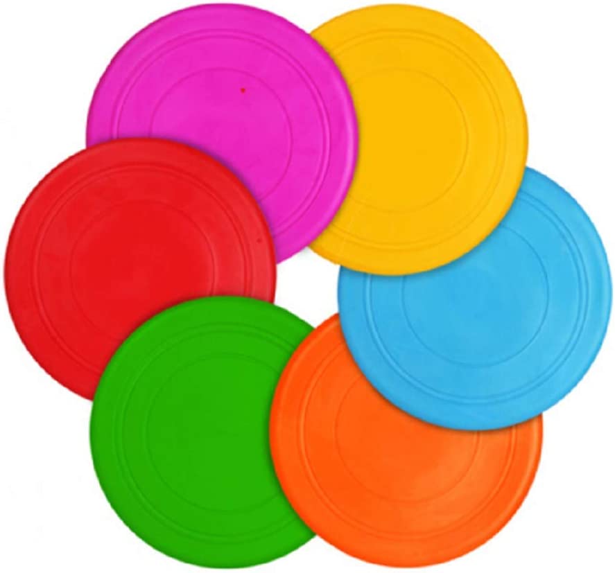 TEESUN Dog Frisbee Training Toys Flying Discs Flyer Silicone for Big Small Dogs Soft Tooth Resistant Rubber 6Pack (Red Blue Green Yellow Orange)