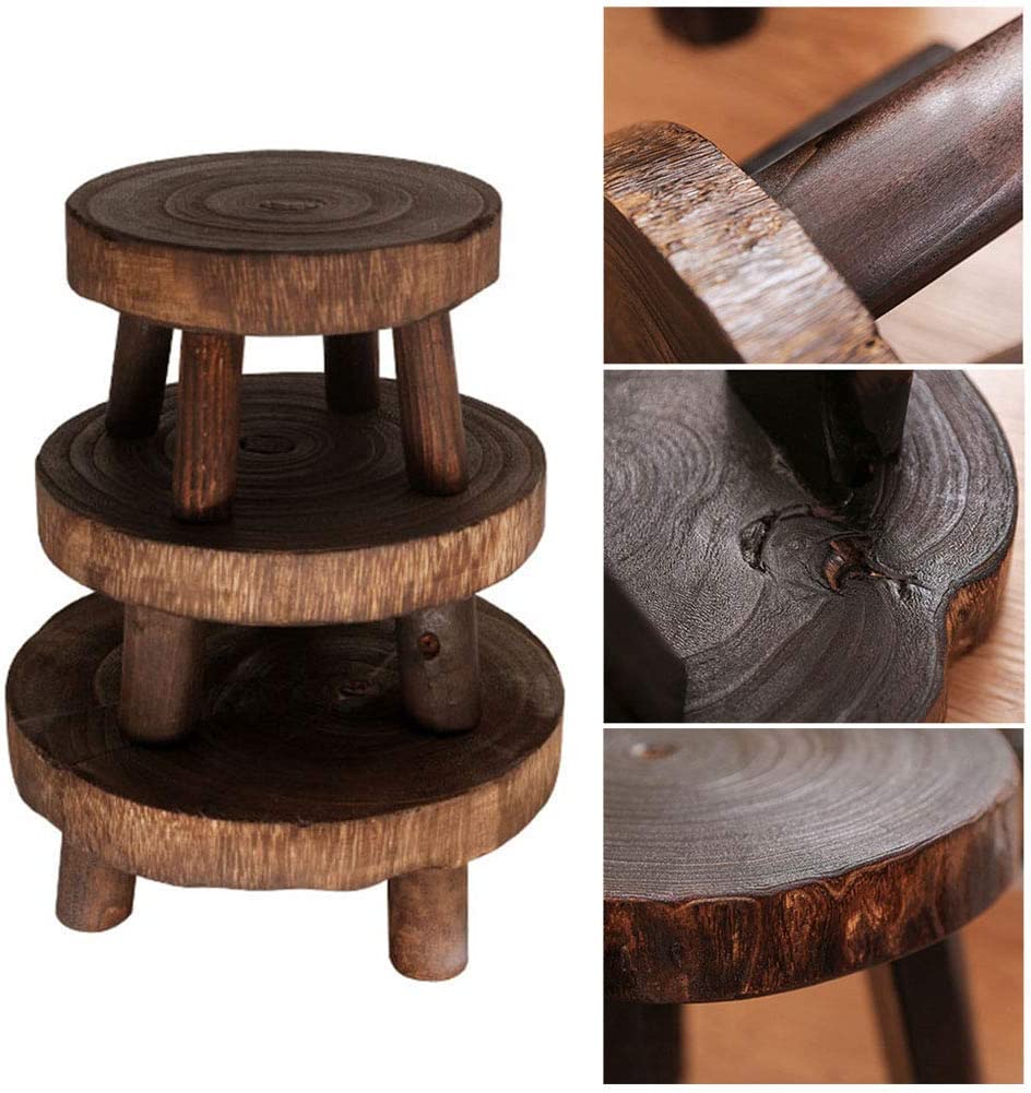 Gentlecarin Wooden Plant Stand, Wooden Plant Pot Holder Small Stool Flower Stand Office Living Room Bedroom Round Flower Pot Rack 6cm High
