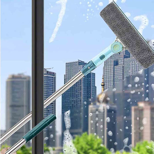 ZQTHL High-Rise Window Cleaning Tool,with U-Shaped Telescopic Rod,Extendable Squeegee Window Cleaner Equipment - Indoor Outdoor