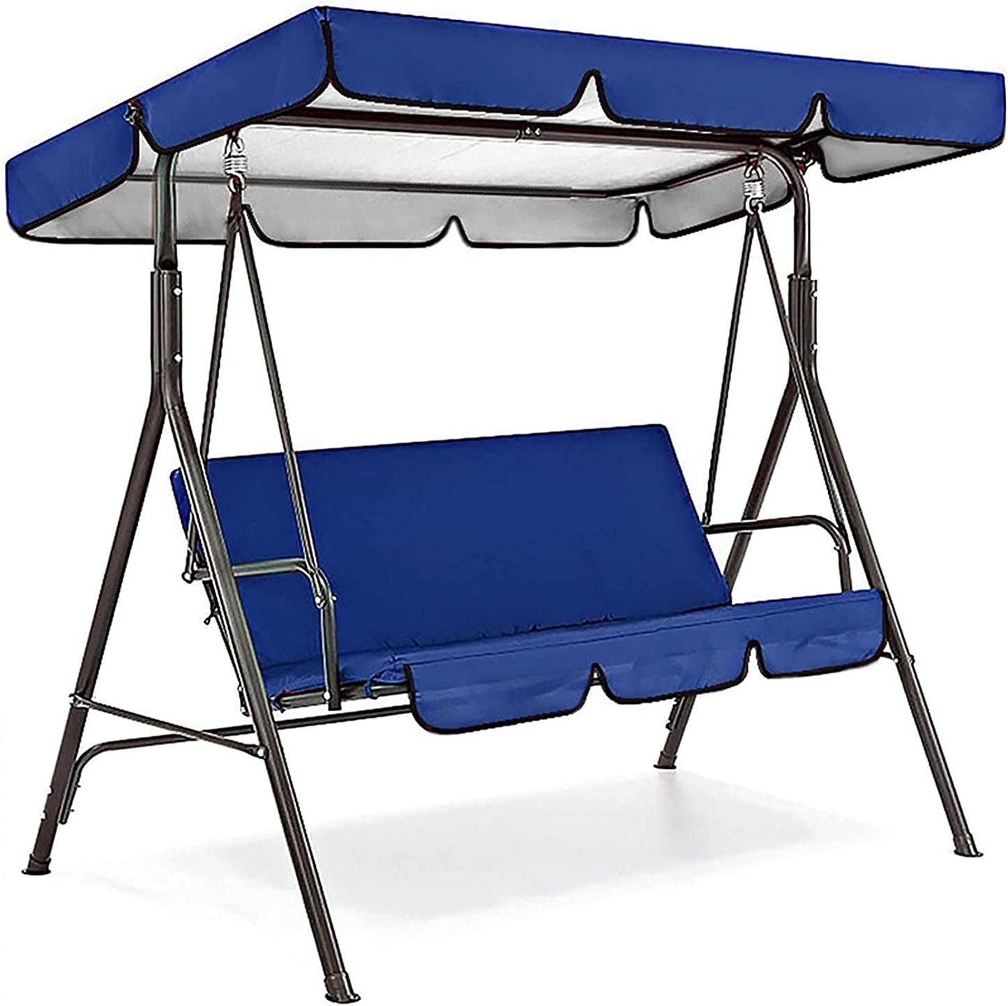 Patio Swing Canopy Waterproof Top Cover Set, Replacement Canopy Cover for Swing Chair Awning Glider 2/3-Seater, Outdoor Garden Furniture Covers All Weather Protection (Blue, Three-Seater)