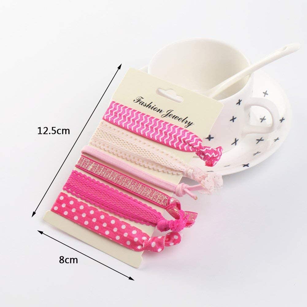 No Crease Hand Knotted Hair Ties Lace Hairband Ribbon Hair Ties KWJOY Ponytail Holders Bachelorette Hair Ties for Women, Girls, Adults/Multi Color as shown/48pcs