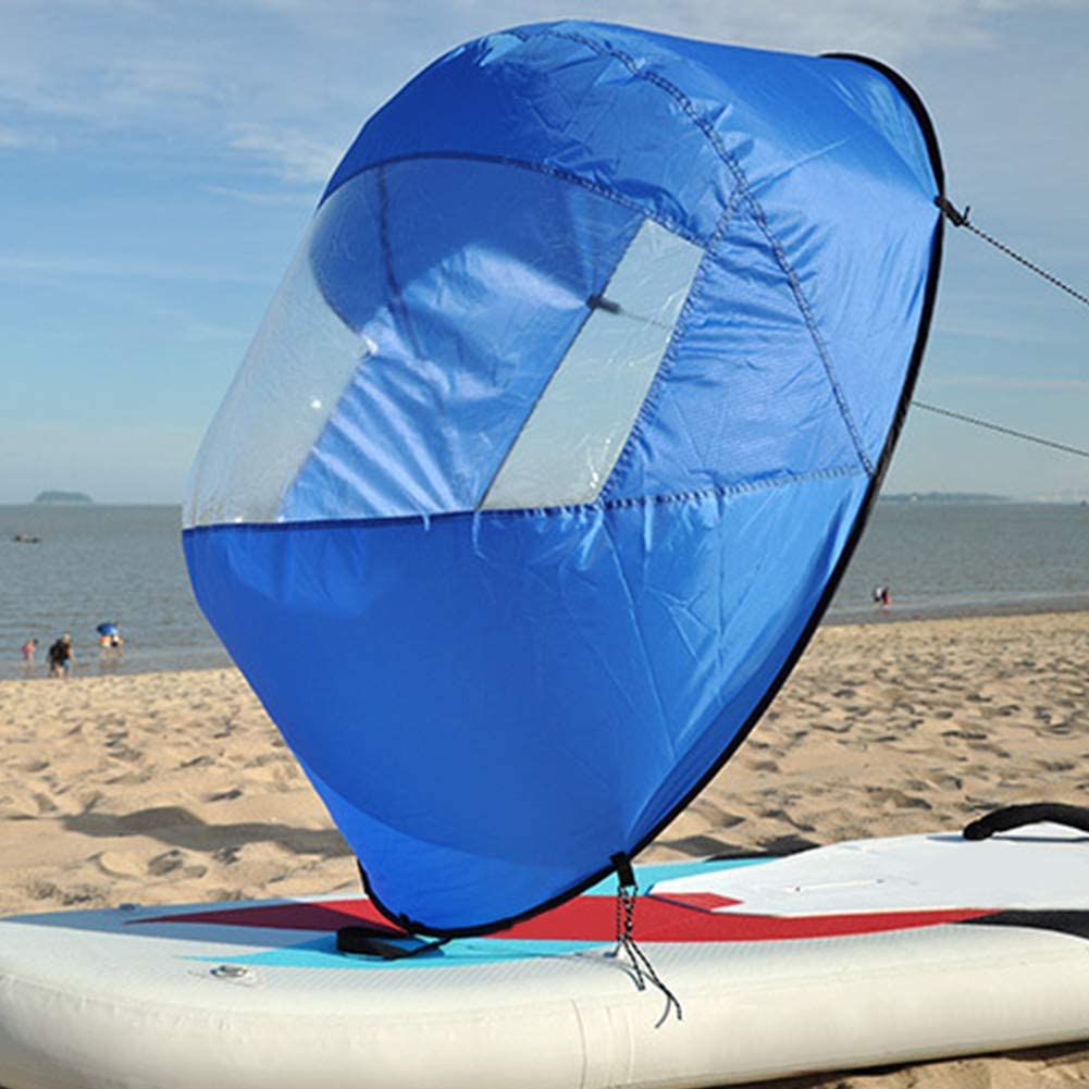 Kayak Downwind Wind Sail, 42" Foldable Paddle Board Rowing Windsurfing w/Clear Clear Window for Kayaks, Canoes, Inflatables, Tandems and Expedition Boats Instant Sail