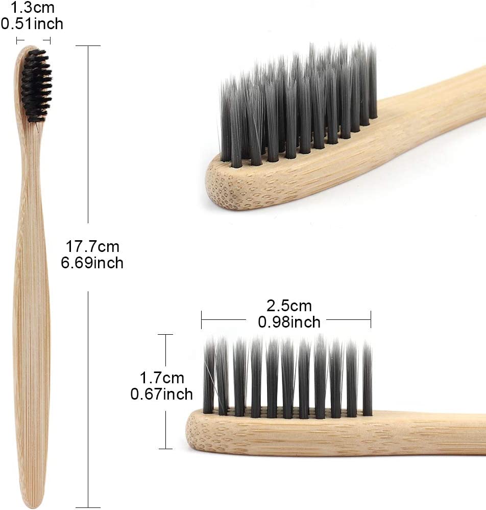 KELYDI Bamboo Toothbrushes with Soft Bristles,10 Packs of Organic Natural Adult Kids Bamboo Soft Toothbrush, Eco-Friendly and Plastic Free Packaging for Family and Travel Gifts (Multicolor)