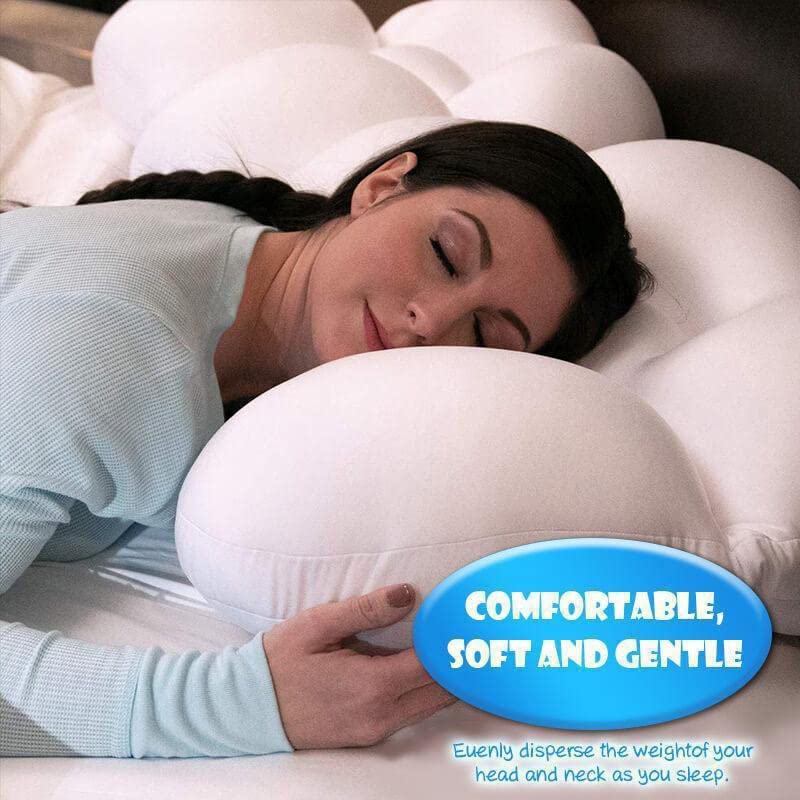 WGFUT Well Sleep Cloud Pillow,3D Ergonomic Pillow Relieve Neck Pain, Neck Pillow, Microbeads Pillows (White)