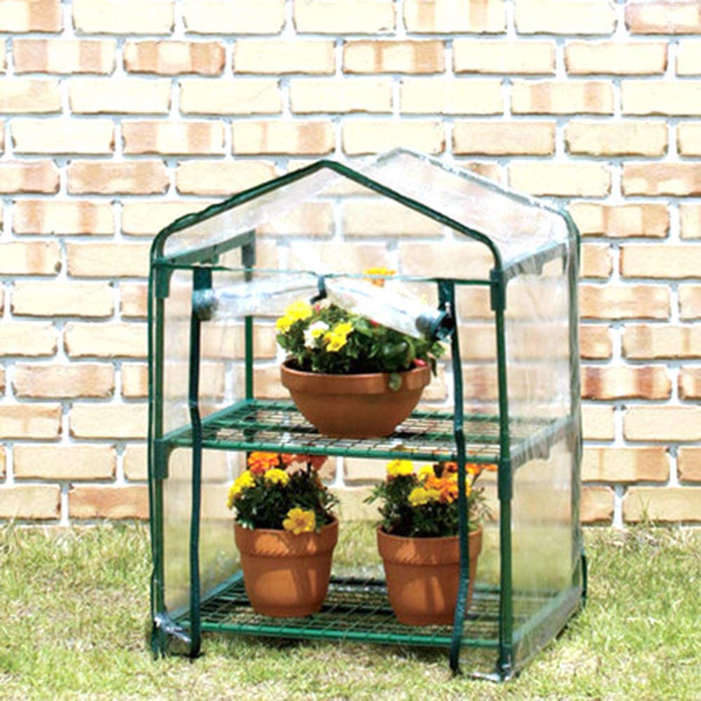 Nuxn 2 Tier Mini Clear Greenhouse Cover Warmhouse PVC Reinforced Replacement Cover PVC Plastic Portable Garden Growhouse,Cover with Zipper (Without Iron Frame)