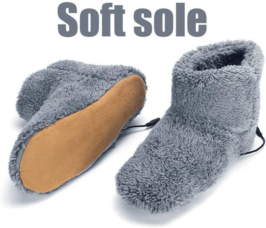 Electric Heated Slipper Sock Washable USB Plush Ankle Bootie Slippers Indoor Warm House Shoes for Men Women