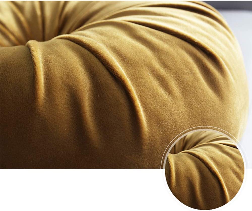 TRRAPLE Round Throw Pillows, Pumpkin Velvet Cushion Pleated Round Pillow Home Decorative for Sofa Bed Living Room Office Chair Couch