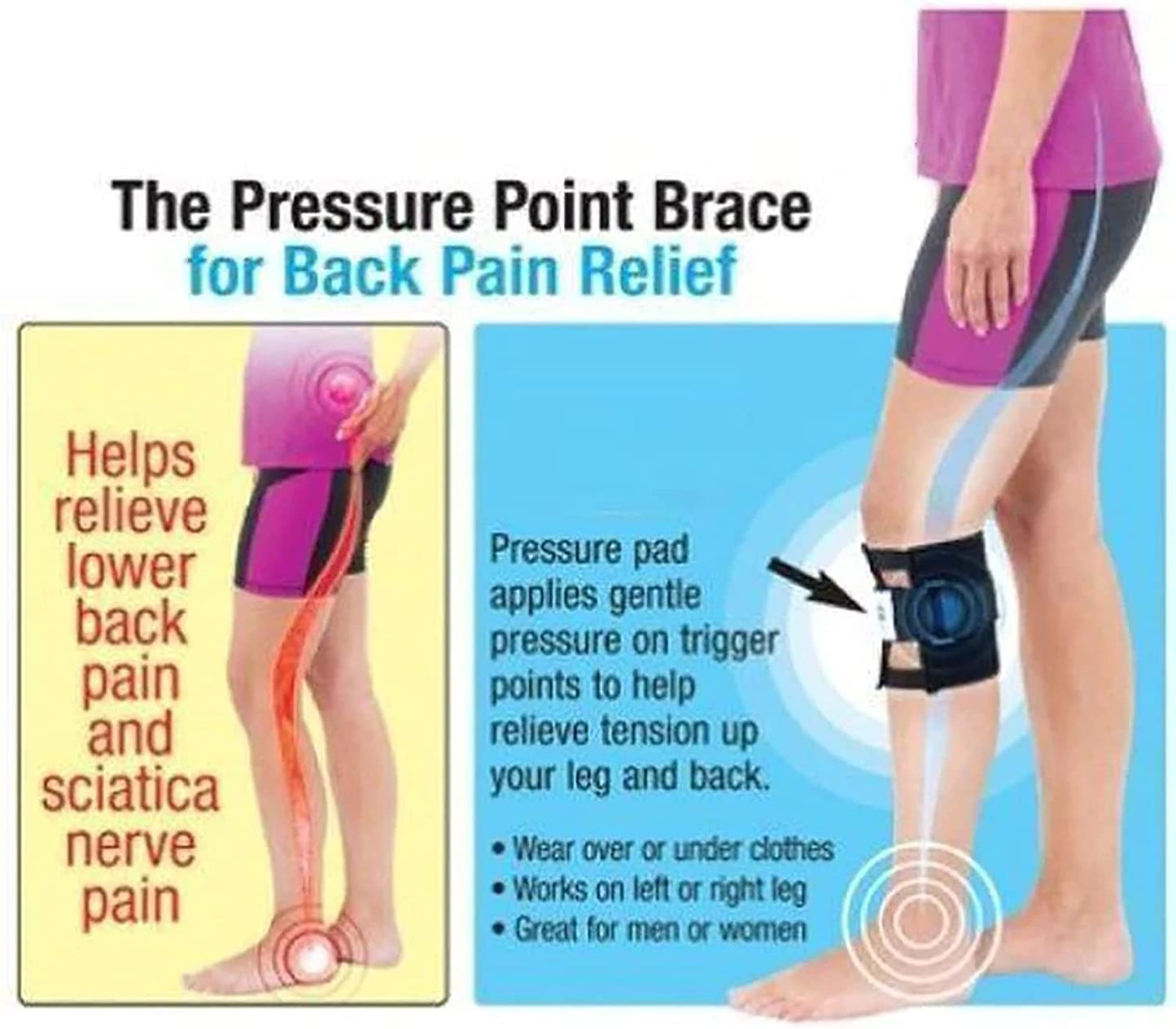 Pressure Point Brace Relieve Acupressure Leg Sciatica, Leg Brace for Sciatica, Sciatica Leg Brace ，Adjustable Compression Knee Support Braces