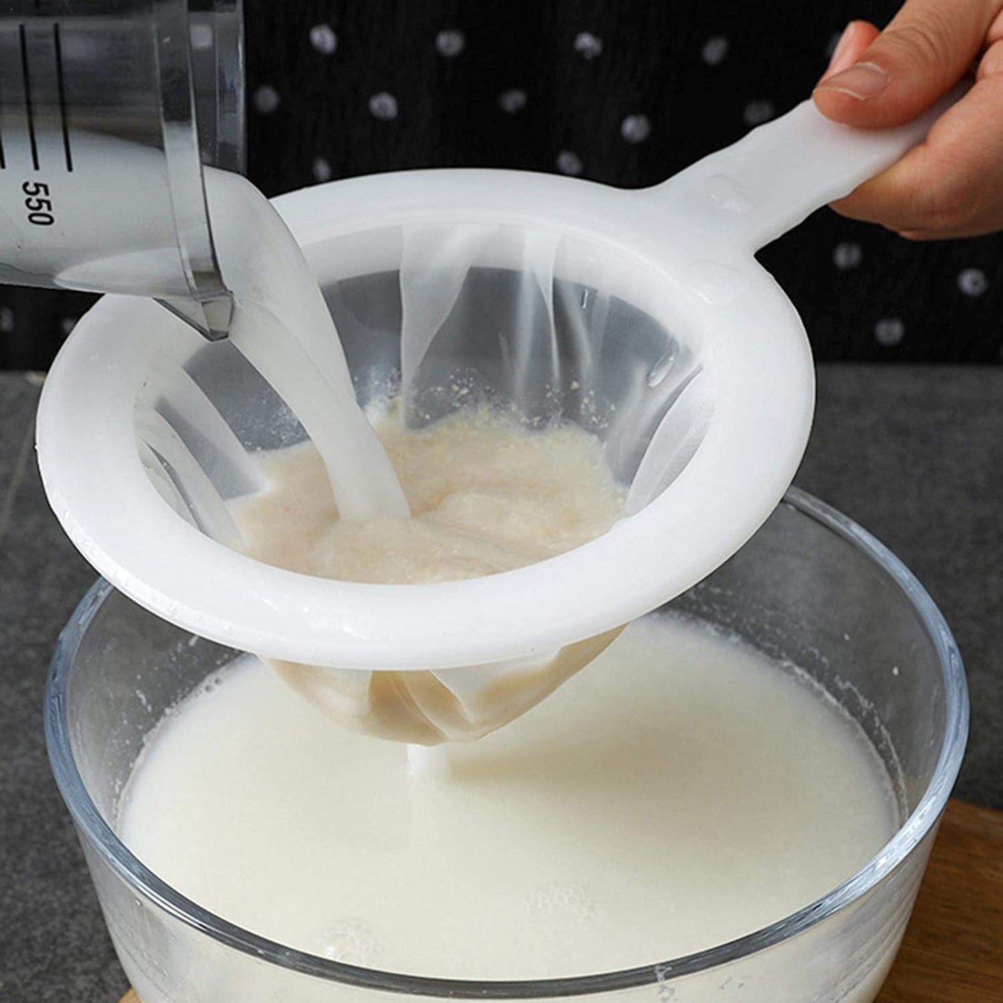 Ultra-fine Mesh Strainer, Multiple Usage Reusable Food Strainer, Kitchen Nylon Mesh Filter Spoon for Soy Milk, Quinoa, Tea, Soup, Sifting, Baking, Straining