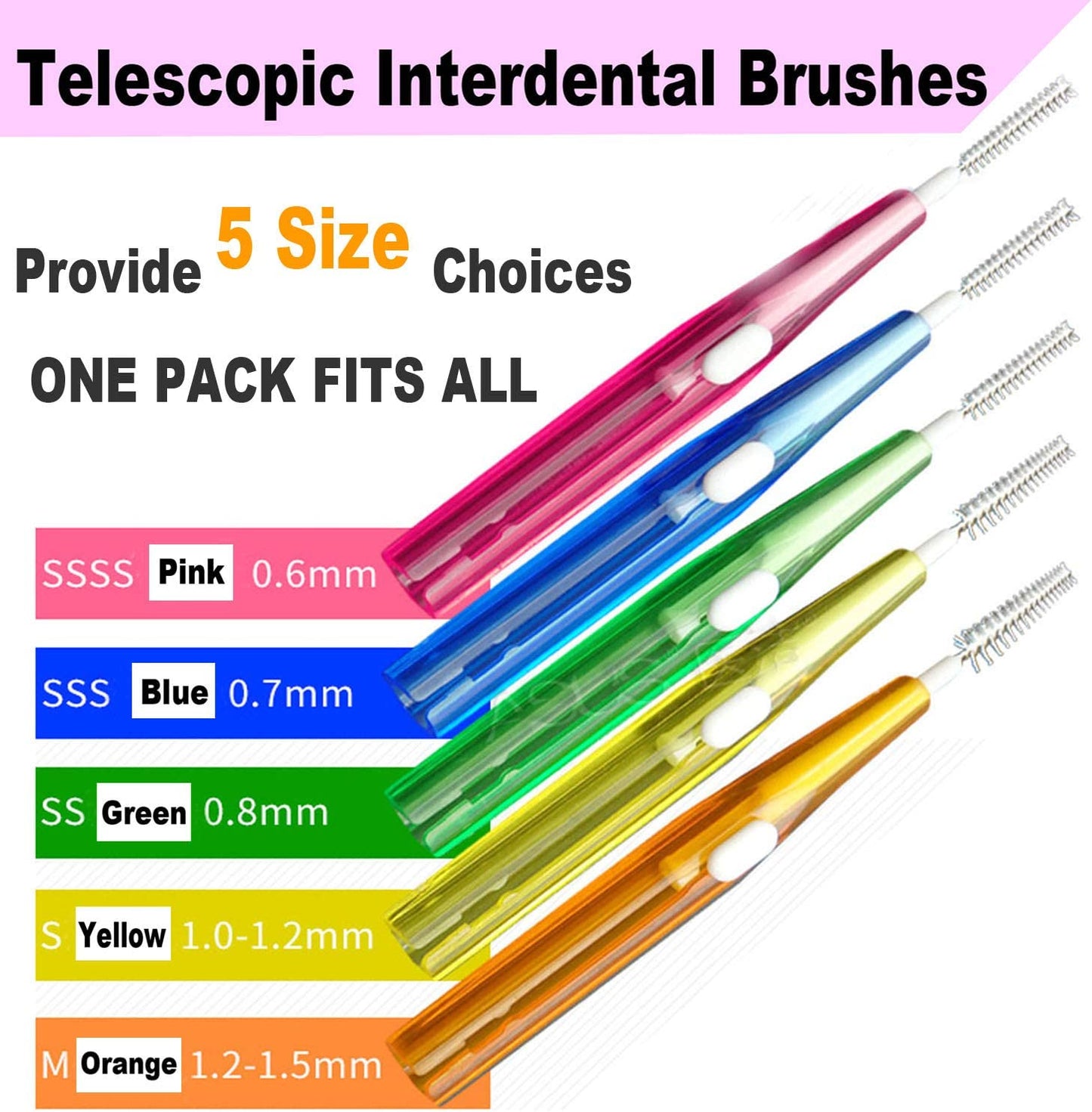 Interdental Brushes 30pcs Mixed Pack with Sizes 0.6-1.5mm Tooth Dental Picks for Daily Oral Hygiene, Prevent Bad Breath and Periodontal Disease, Effective Interdental Cleaners Fit for Adult Children with Carrying Case