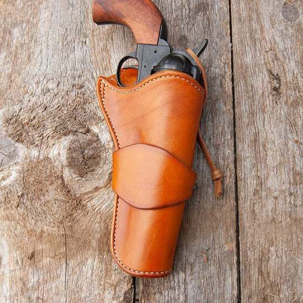 Medieval Leather Concealed Holster, Revolver Western Cowboy Pistol Gun Holder for 6 Inch Barrel Vintage Steampunk Style Accessory,Yellow