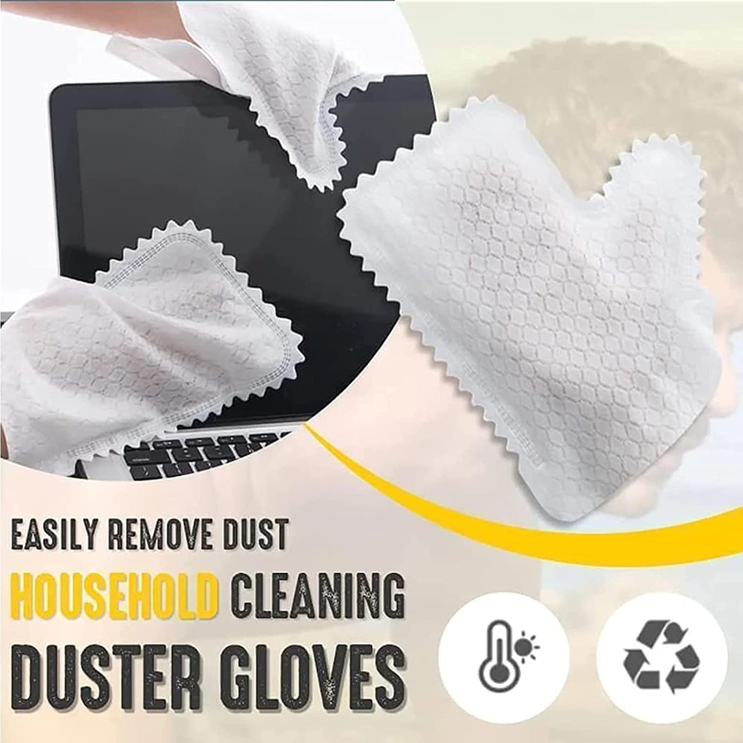 30pcs Dusting Mitts Disposable, Microfiber Auto Dusting Cleaning Gloves, Disposable Non-Woven Dust Removal Gloves, for Grab and Lock in Dust Pet Hair and Allergens