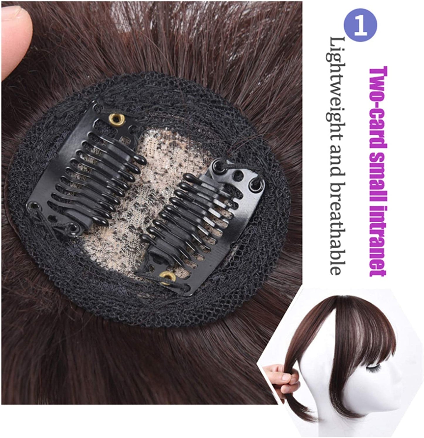 100% Human Hair Toppers Clip In Crown Toppers With 3D Air Bangs Hair For Women Straight Hair Bangs Toupee Mid Part Wiglets Hairpieces for Mild Hair Loss Volume Cover Gray Hair (Light Brown, 25 cm)