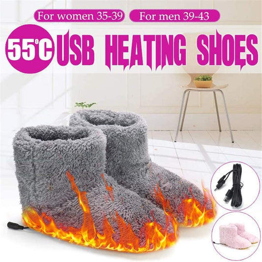 Electric Heated Slipper Sock Washable USB Plush Ankle Bootie Slippers Indoor Warm House Shoes for Men Women