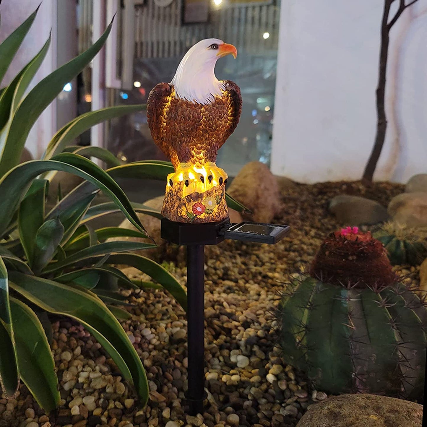 DEDEMCO 17 Inch Eagle Figurine Garden Solar Stake Light,Resin Eagle Solar LED Lights Waterproof,Outdoor Decorative Solar Light Eagle Statue for Patio Yard Decor