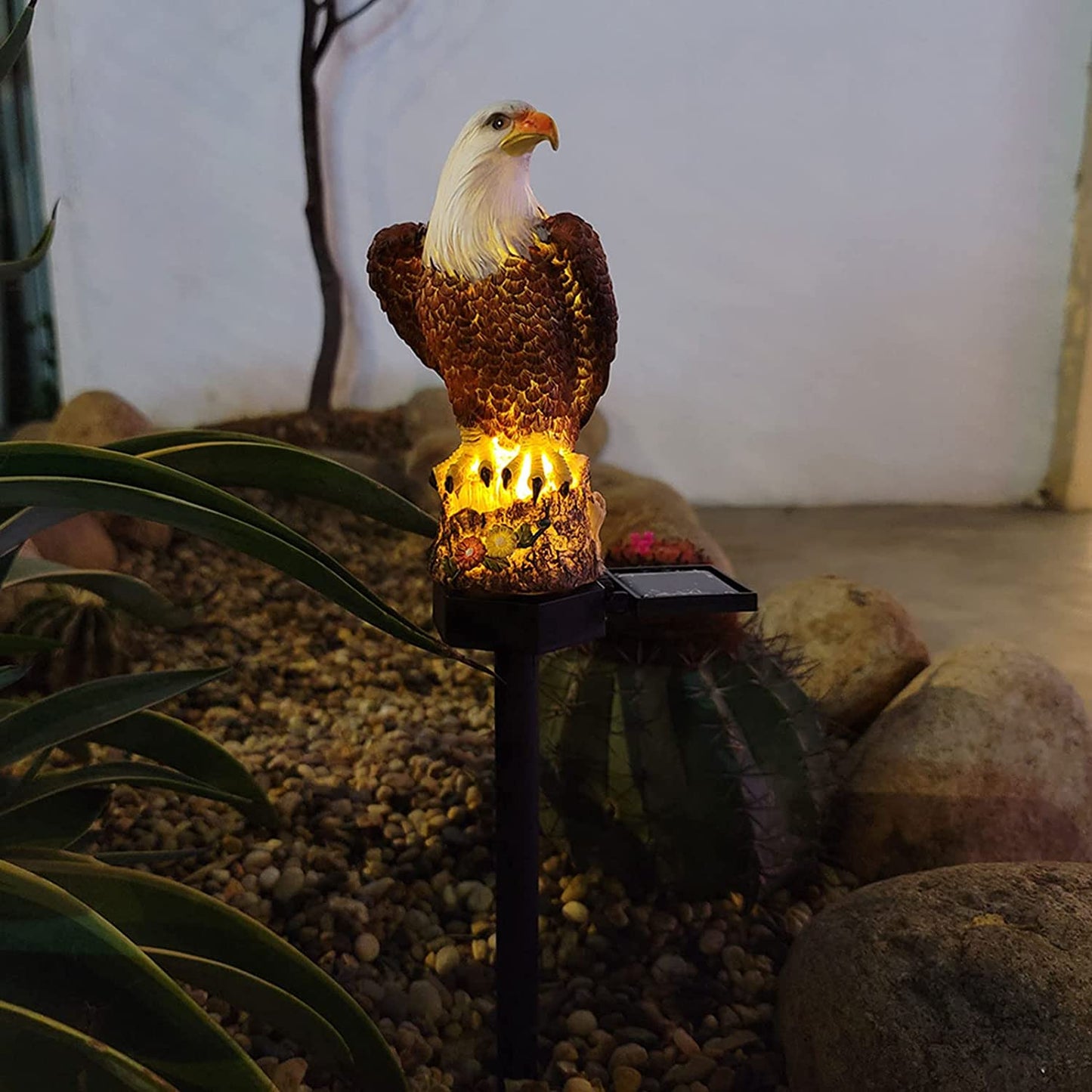DEDEMCO 17 Inch Eagle Figurine Garden Solar Stake Light,Resin Eagle Solar LED Lights Waterproof,Outdoor Decorative Solar Light Eagle Statue for Patio Yard Decor