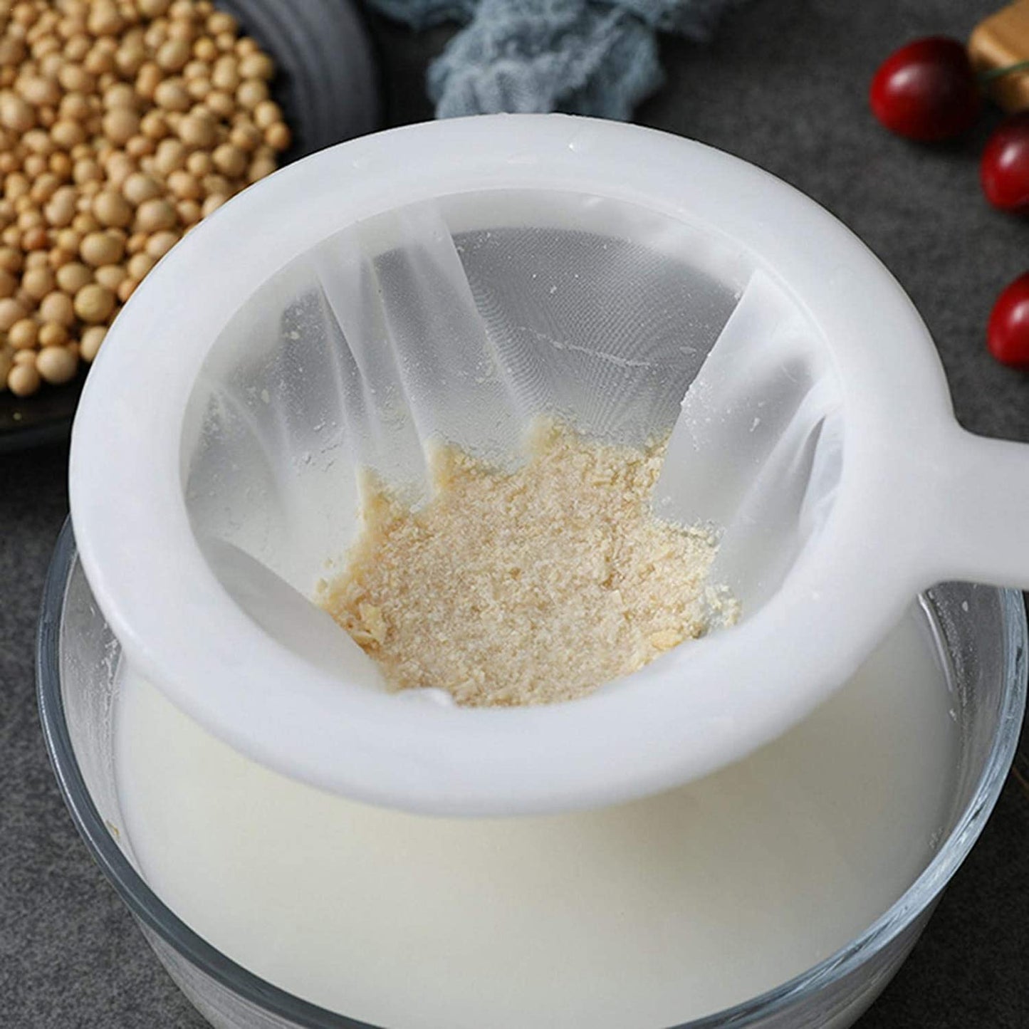 Ultra-fine Mesh Strainer, Multiple Usage Reusable Food Strainer, Kitchen Nylon Mesh Filter Spoon for Soy Milk, Quinoa, Tea, Soup, Sifting, Baking, Straining